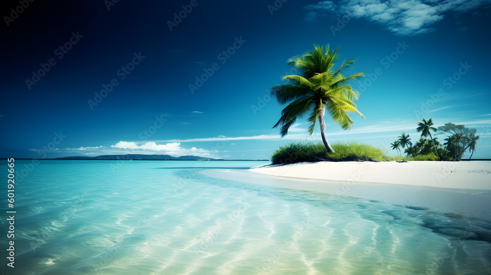 landscape coconut tree in summer beach photo ai generative