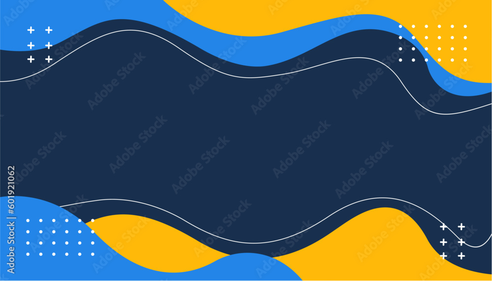 Simple vector wavy background with orange and blue abstract shapes, use ...