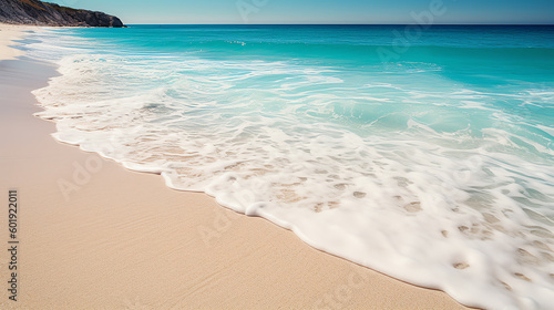 photo white sandy beach in hot summer ai generative