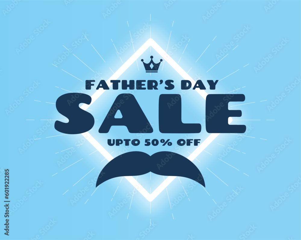 happy father's day big sale background with neon frame