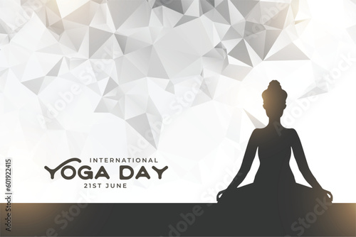 low poly style 21st international yoga day background design