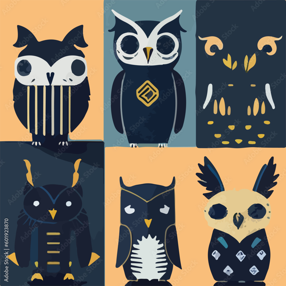 Hand drawn vector abstract graphic cartoon illustrations cards set template with beauty cute minimalistic style wildlife Owl print set. Wild life Owl animal concept design art Hand drawn vector abstract graphic cartoon illustrations cards set template with beauty cute minimalistic style wildlife Owl print set. Wild life Owl animal concept design art