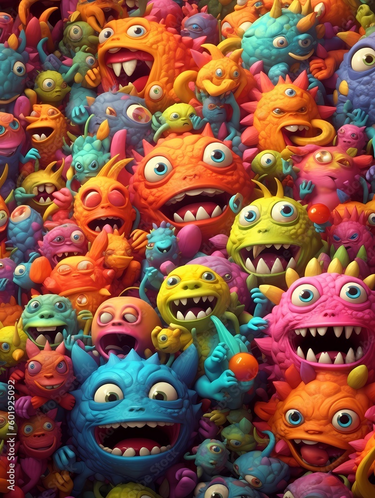 a cute monsters colorfull 3d rendering generated ai a cute monsters colorfull 3d rendering generated ai