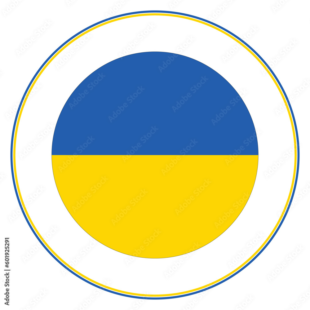 Ukraine flag in circle. Ukraine flag button Ukraine flag in circle. Ukraine flag button