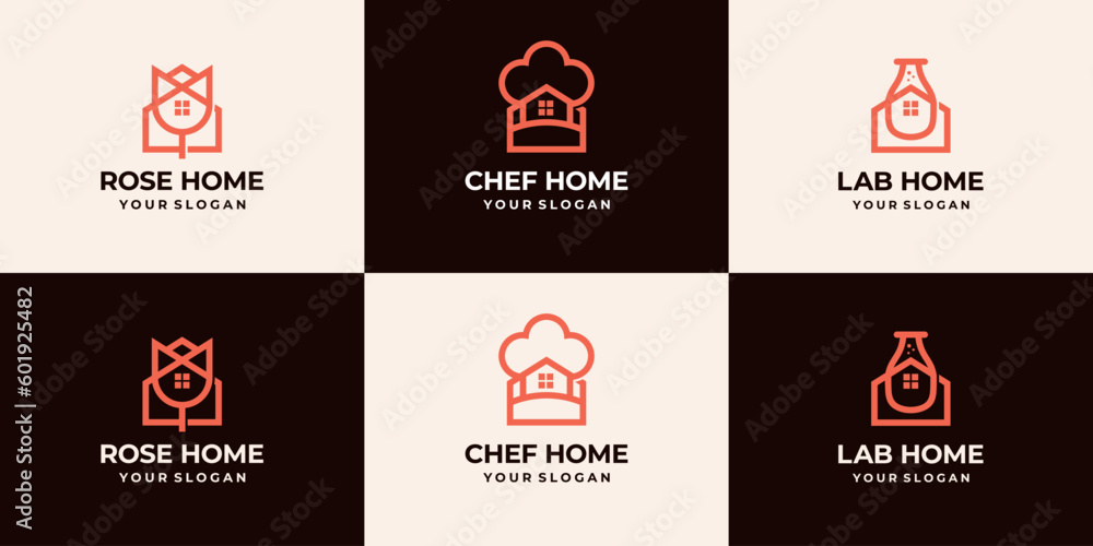 Set of home logo combination luxury monoline logo Set of home logo combination luxury monoline logo