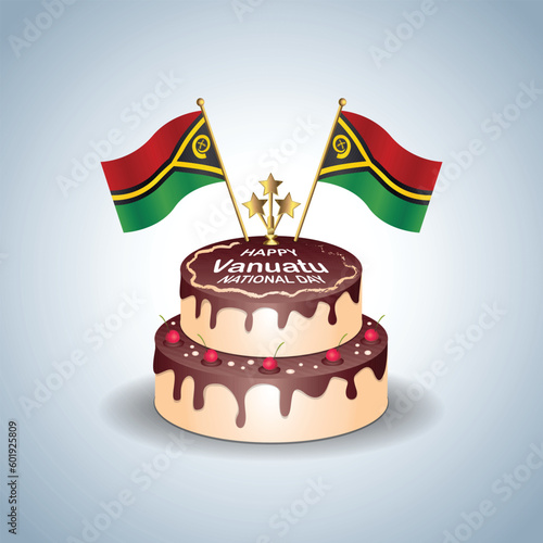 Vanuatu National Day with a Cake .Vector Illustration