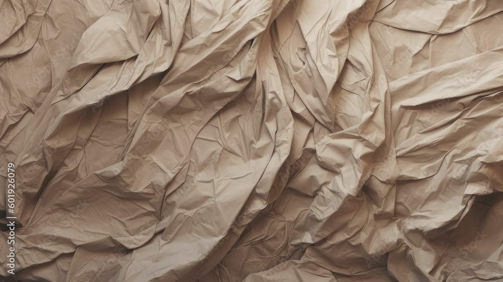 crumpled brown paper. Generative AI crumpled brown paper. Generative AI