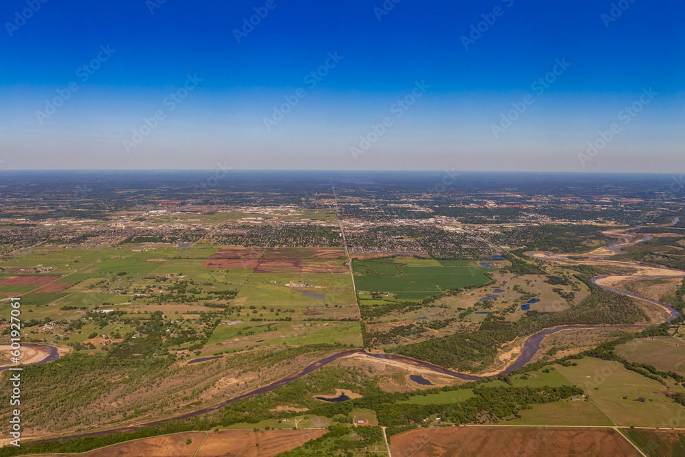 Aerial view of the Oklahoma cityscape Aerial view of the Oklahoma cityscape