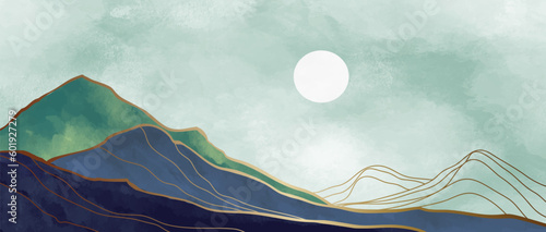 Natural mountain and line arts background. Abstract contemporary aesthetic backgrounds landscapes. with mountains, hill and sun. vector illustrations
