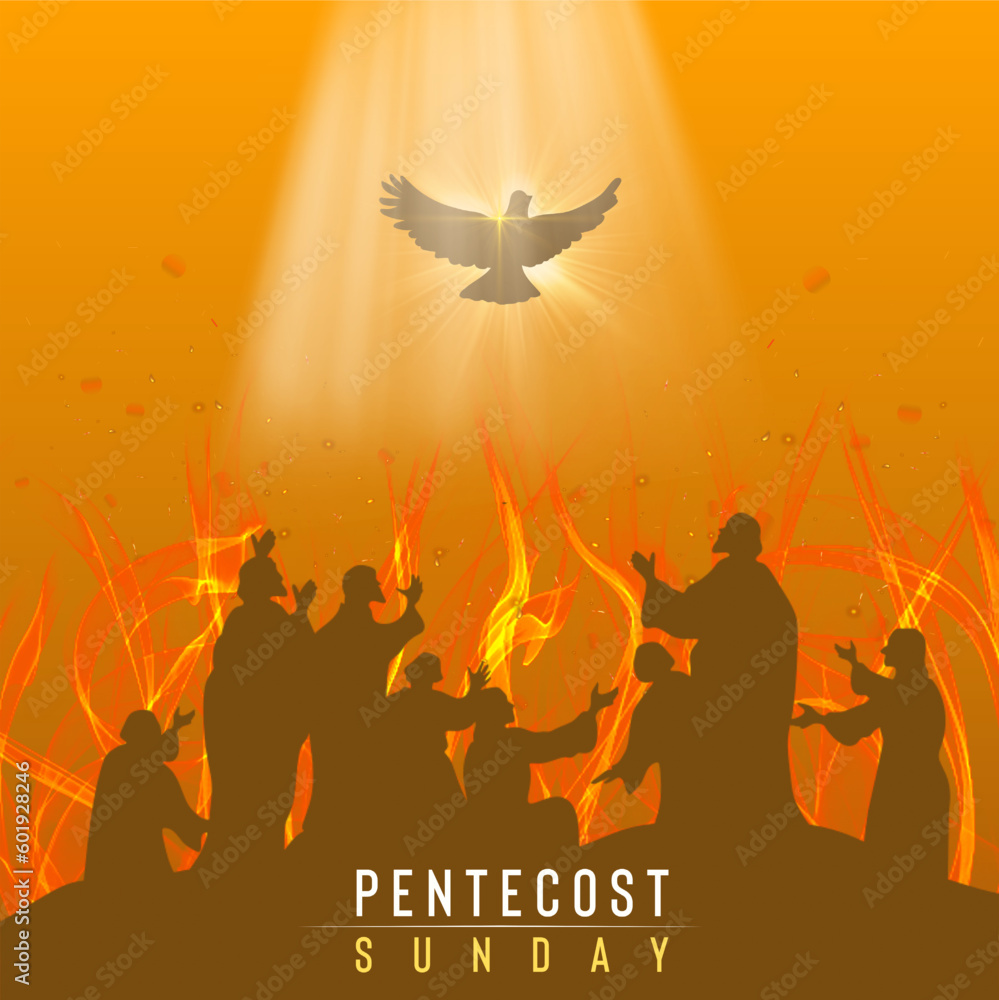 A creative vector illustration of Pentecost sunday holy spirit.  - obrazy, fototapety, plakaty 