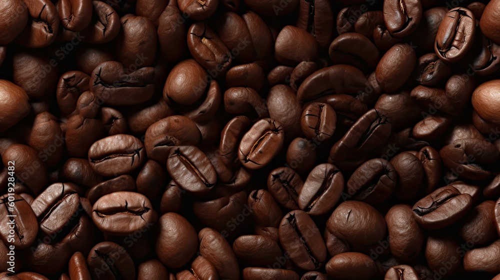 Obraz premium seamless close-up of a coffee bean texture rich and detailed background texture, tile, 8K, generative ai