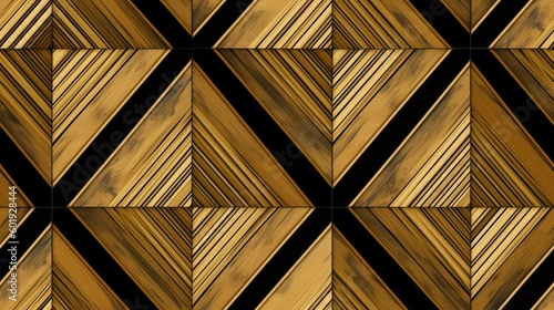 seamless black and gold diamond pattern wallpaper in the style of art deco, art nouveau, guided and classy, background texture, tile, 8K, generative ai