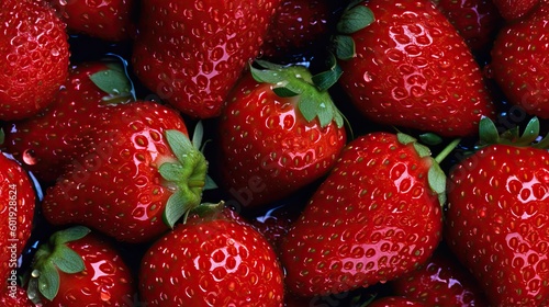 seamless close-up strawberries detailed background texture  tile  8K  generative ai