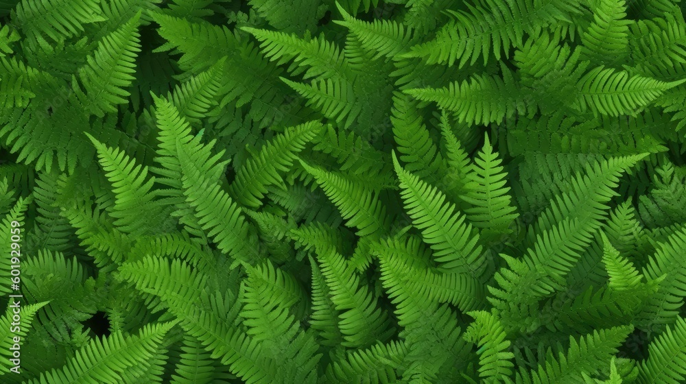 Fototapeta premium seamless texture of a vibrant green fern leaf, detailed and natural background, tile, 8k, generative ai