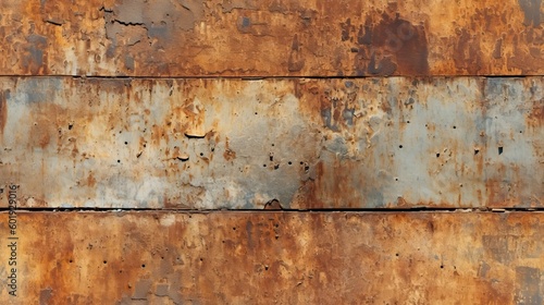 seamless texture of a rusty iron wall weathered and distressed background texture, tile, 8K, generative ai