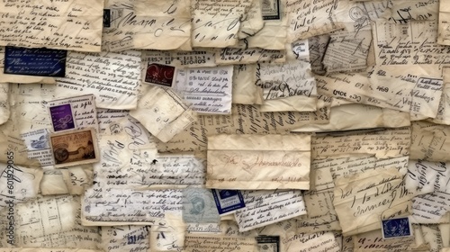seamless texture of a vintage handwritten letter, nostalgic and background texture, tile, 8K, generative ai