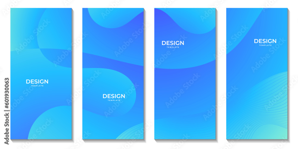 abstract brochures set bright blue wave gradient background for business