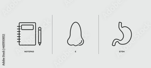 set of medical thin line icons. medical outline icons included notepad, e, stoh vector.