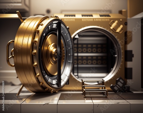 bank safe, safety deposit box, vault, gold, marble, luxury, generative ai, generative, ai
