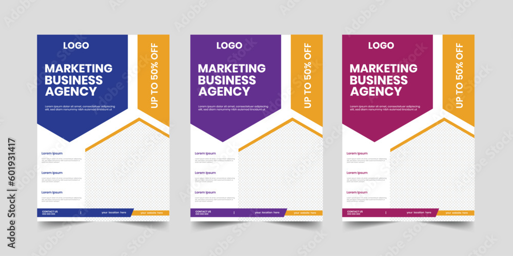  Business vector marketing agency a4 corporate flyer, vertical marketing information paper, one-page industry element label card
