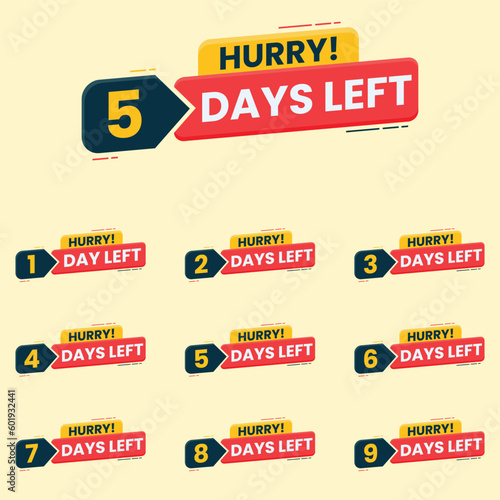 hurry number of days left countdown for sale and promotion banner