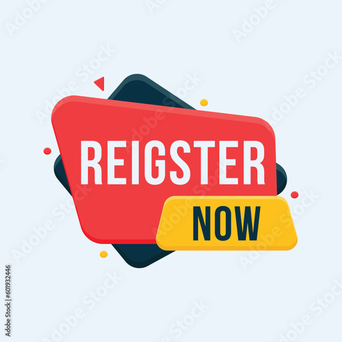 register now banner vector bubble label
