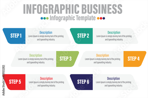 Six rectangle timeline steps or option workflow infographic plan concept design vector with icons. Business roadmap timeline network project template for presentation and report.
