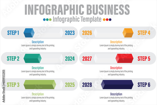 6 Steps, six 6 option 3D cube shape elements with steps,road map,options,milestone,timeline,processes or workflow.Business data visualization.Creative step infographic template for presentation