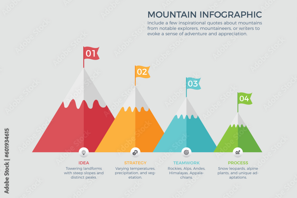 custom made wallpaper toronto digitalRoute to the top of mountain infographic on white background. business journey path in progress to success. Mountain with red flag with 5 step. can be used for process, presentation, step diagram.