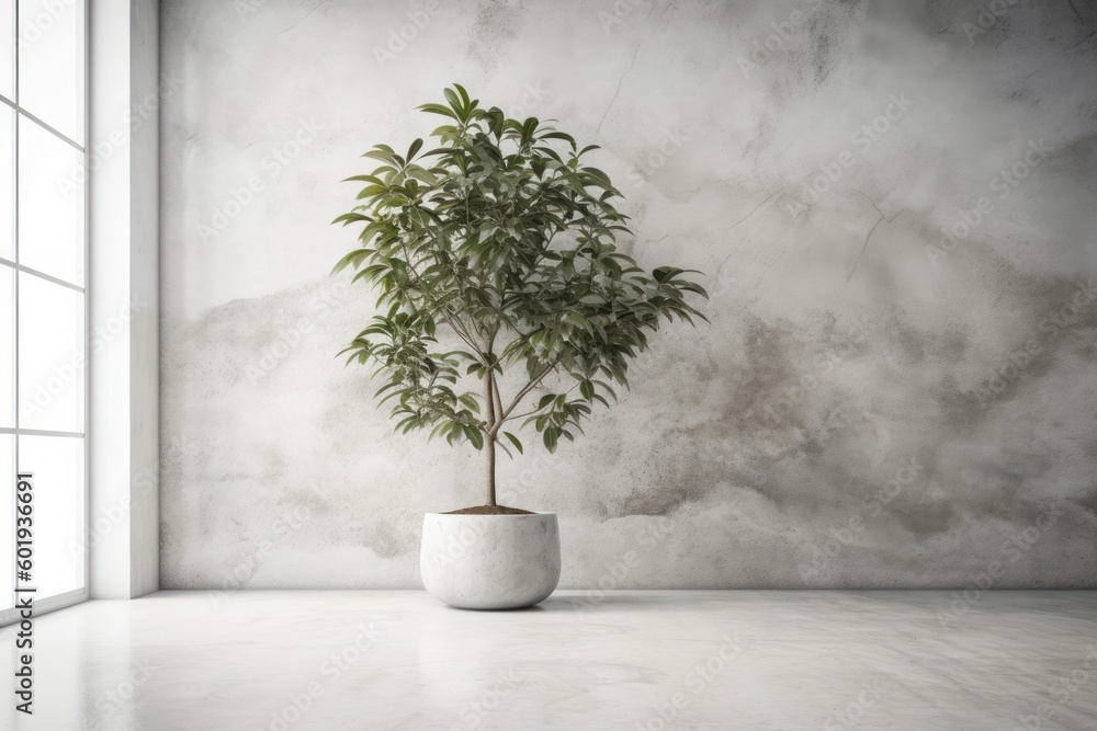Potted Plants in Front of a Wall. Generative AI Potted Plants in Front of a Wall. Generative AI