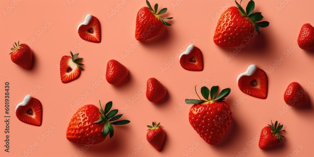 a group of strawberries arranged in a pattern that resembles a heart. Each strawberry is a different shade of red and has a slightly deformed shape, as if it has been slightly squished Generative AI a group of strawberries arranged in a pattern that resembles a heart. Each strawberry is a different shade of red and has a slightly deformed shape, as if it has been slightly squished Generative AI