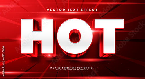 Red hot editable text style effect. Vector text effect with glowing luxury concept.