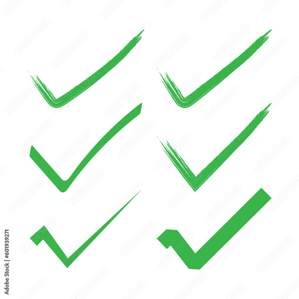 Stock Green check mark icon, checklist mark Set vector image Stock ...