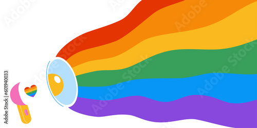 Megaphone With Rainbow Background LGBTQ Pride Month Illustration