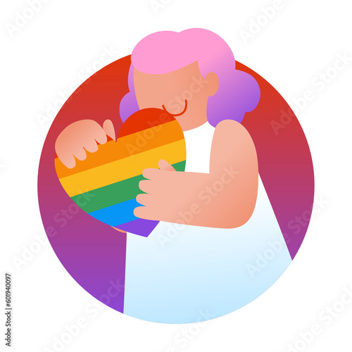 LGBTQ Diversity People Protest Fight For Equality, Love Sign, Gesture, Rainbow Flag, Pride Month, Illustration