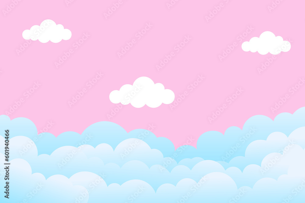 Abstract Colorful cartoon cute clouds pastel background