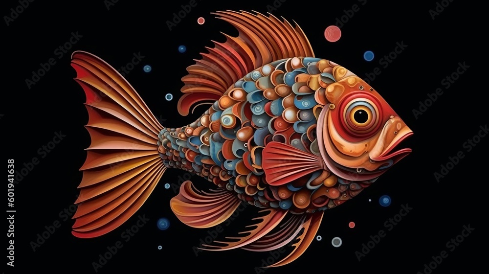 Fototapeta premium Abstract colorful fish. Generative AI