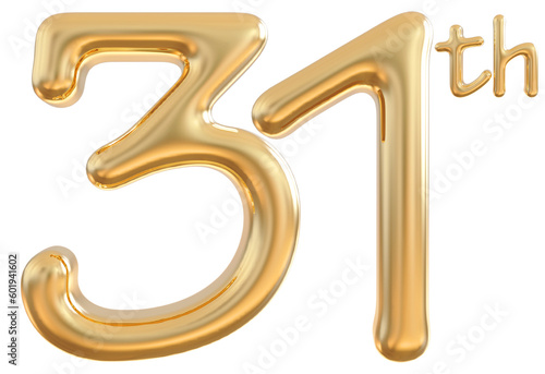 31 th anniversary gold 3d number