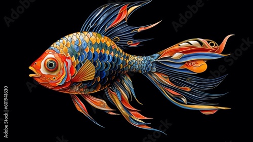 Abstract colorful fish. Generative AI