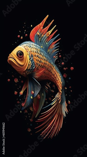 Abstract colorful fish. Generative AI