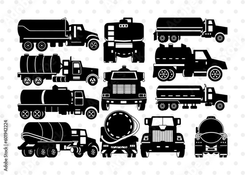 Septic Truck Silhouette, Septic Truck SVG, Truck Svg, Septic Pumper Truck Svg, Tank Truck Svg, Septic Truck Bundle, SB00872