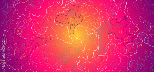Topographic map background concept. Vector abstract illustration. Geography concept. The stylized height of the topographic map contour in colorful lines