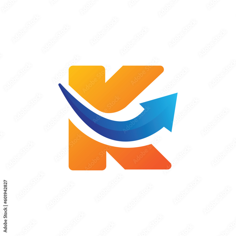 Letter K Arrow Logo Design, K Initial Logo, Letter K logo icon design ...