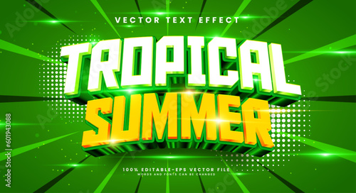 Tropical summer 3d editable vector text style effect. Vector text effect with luxury concept.