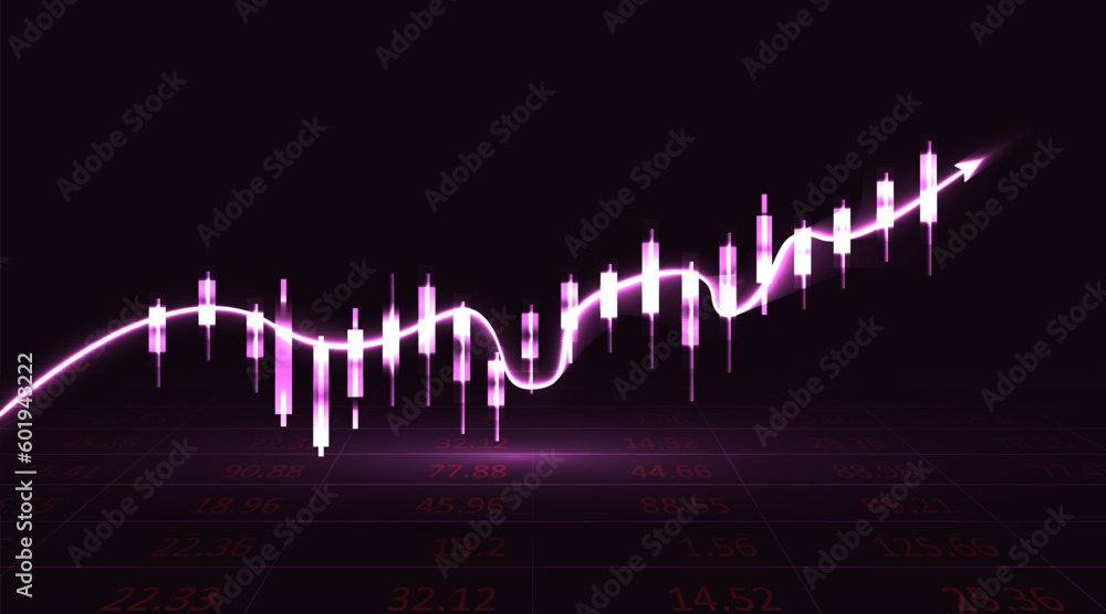 Investment concept vector. Bar graph. Neon glow bar graph. stock investment illustration light 
