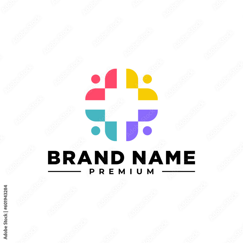Obraz premium PEOPLE HEALTH CARE GROUP LOGO COLORFUL VECTOR ICON ILLUSTRATION