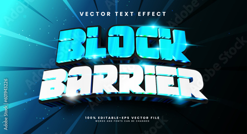 Block barrier 3d editable vector text style effect. Vector text effect with luxury concept.