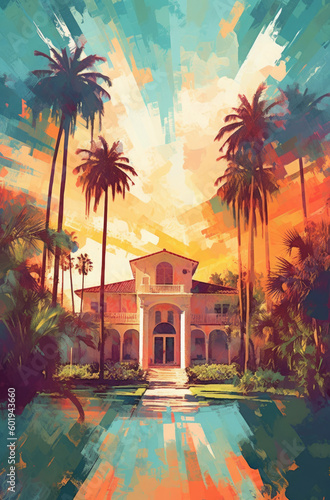 palm trees and a house © Paul