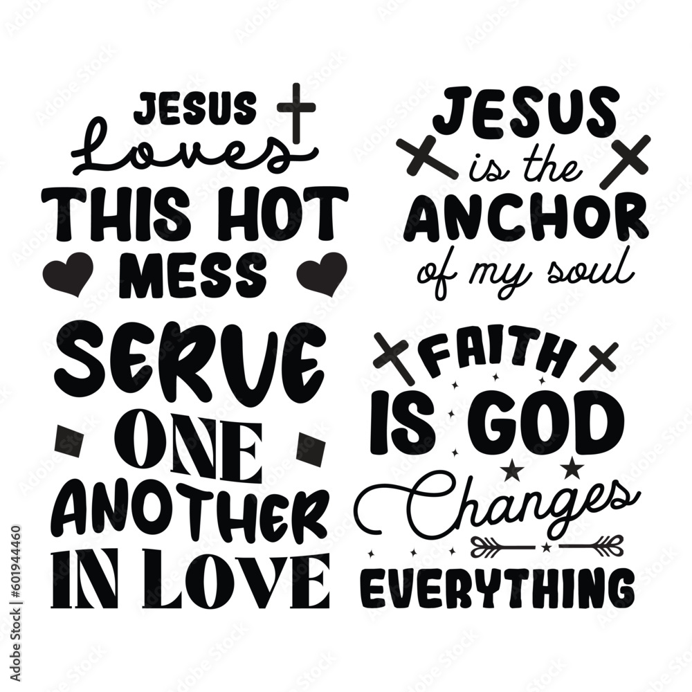 Obraz premium Jesus Christian SVG And T-shirt Design Bundle.