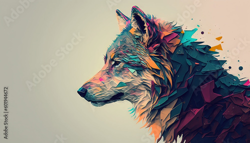 Fototapeta Naklejka Na Ścianę i Meble -  Wolf animal abstract wallpaper. Background in pastel colors generative ai